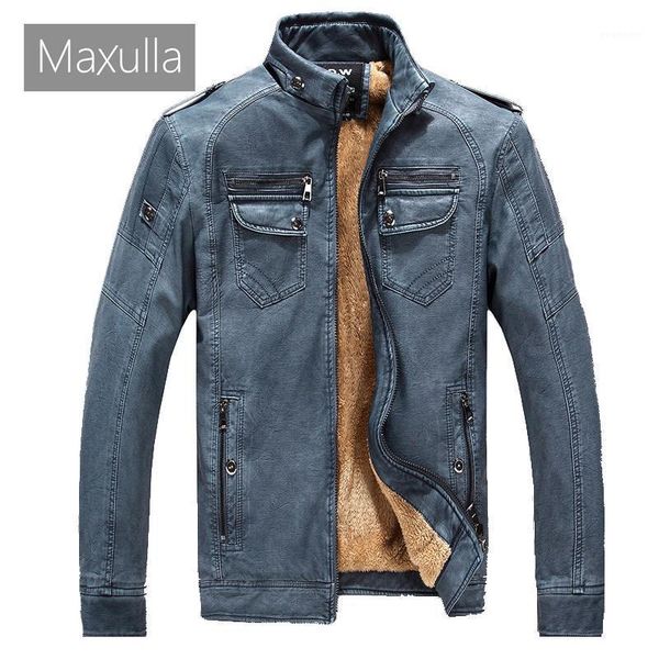 

maxulla winter mens leather jacket casual men faux leather coats male thick motorcycle biker jackets brand clothing 4xl1, Black