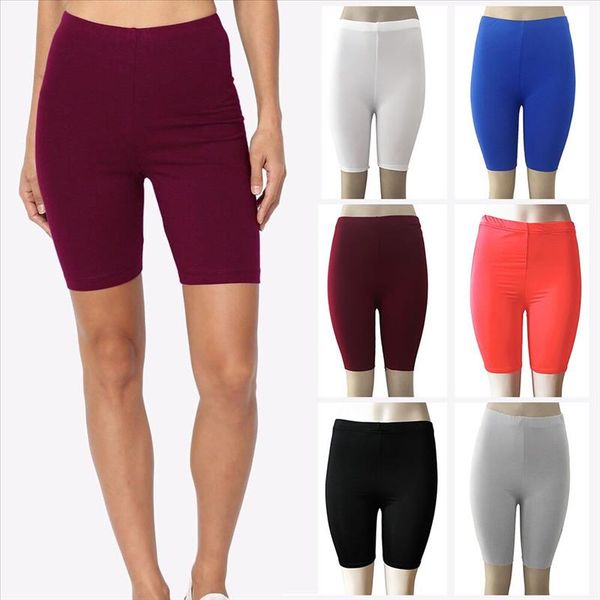 

new fashionable women solid color high elasticity gym active sink mid waist cycling slim shorts for ladies, White;black