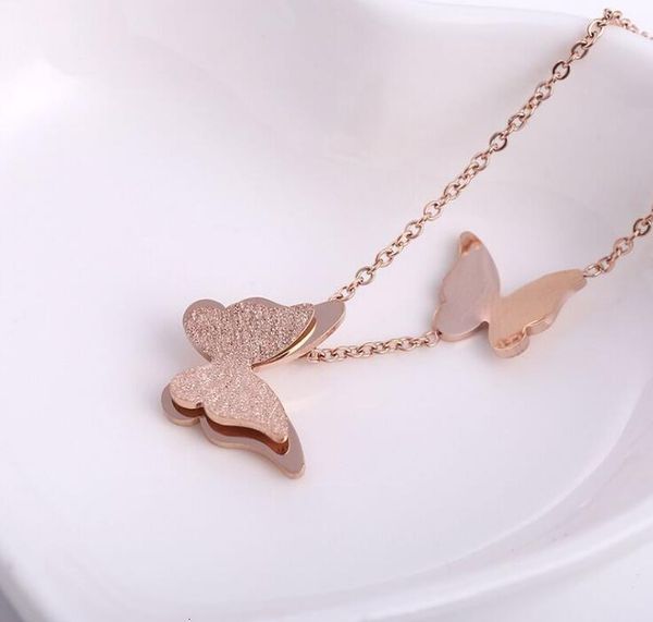 

dhl stainless steel butterfly silver gold chain pendant necklace ns fashion jewelry for women 40+5cm