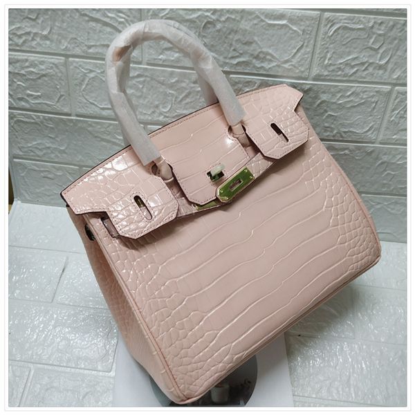 

new alligator pink one shoulder hand-held leather bag