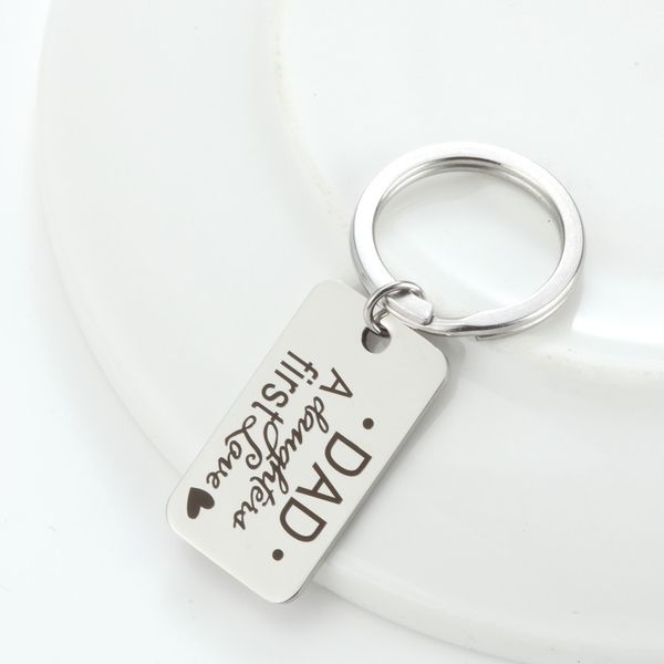 

stainless keychain first dad a love daughter 's steel quality father's day keys chain gift, Silver