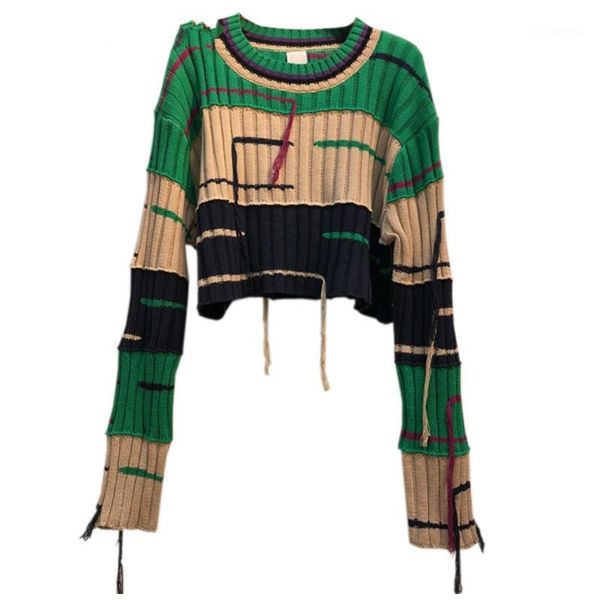

women's sweaters 2021 early autumn pattern office lady style korean fashion batwing sleeve short length striped sweater z7711, White;black