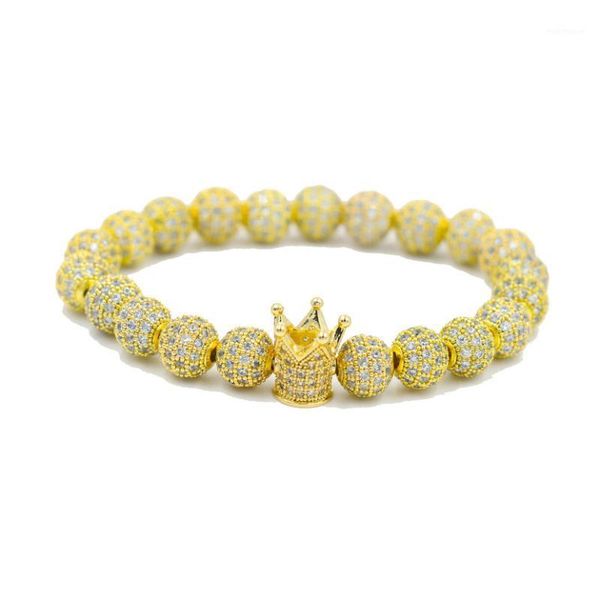 

charm bracelets micro cz gold crown ball bracelet men beads for jewelry pulseira drop 1, Golden;silver
