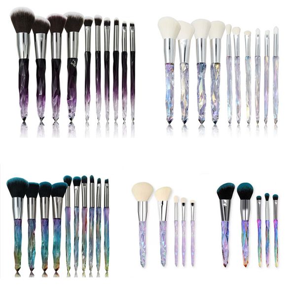 

оптовая продажа 10 шт. diamond crystal makeup щетка набор 10 шт. clear professional make up щетки eyeshaddow foundation powder brush makeup