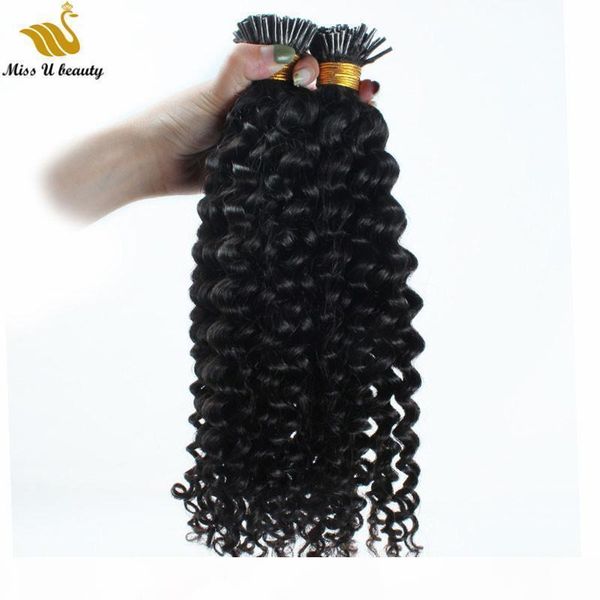 

200gram i tip hair extensions water wave remy hair bundles invisible extensions 0.5 0.8 1g strand 100g per pack natural color, Black