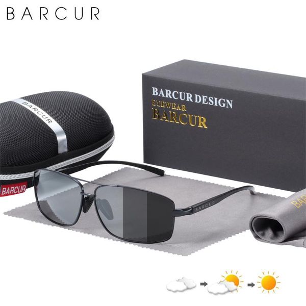 

sunglasses barcur rectangle pochromic polarized sun glasses for men driving eyewear oculos gafas de sol, White;black