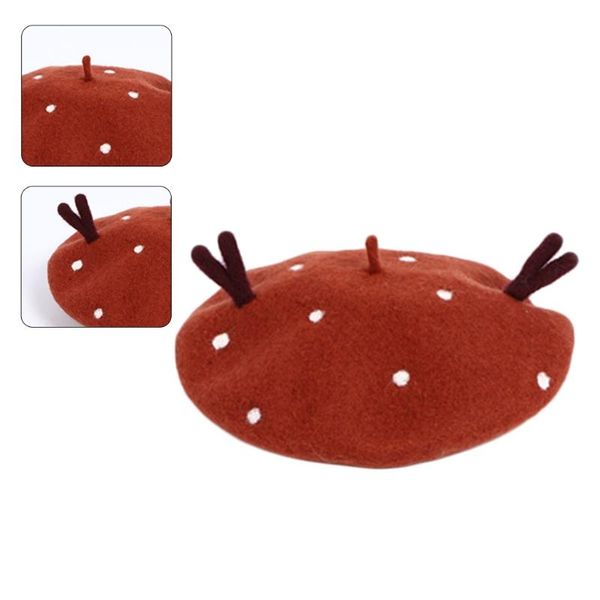 

berets women christmas faux wool beret cap cute 3d antlers vintage painter mushroom hat x7ya, Blue;gray