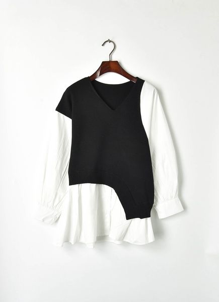 

2021 new luxury track designer brand print fake two girly pullovers striped sweatshirt autumn clothes winter ojj0, White;black