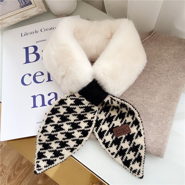

ins net red korean plush scarf winter versatile lovely girl imitation rex rabbit hair collar knitted warm neck, Blue;gray