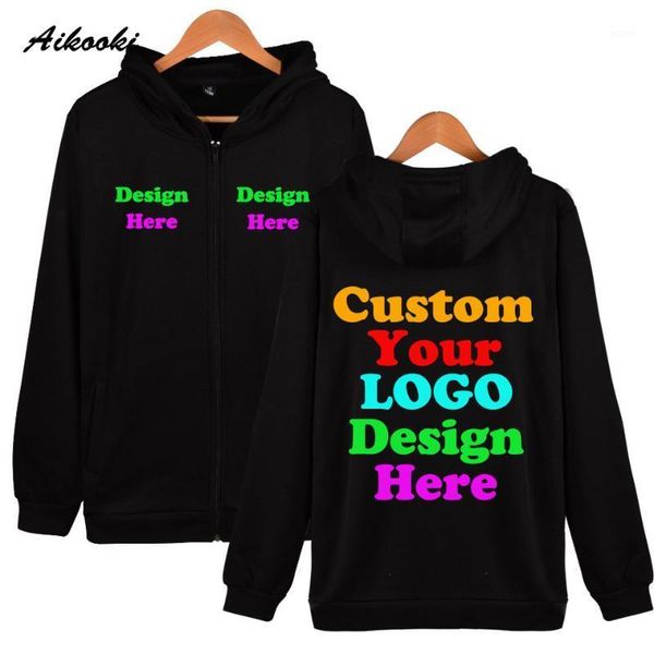 

custom zipper hoodies text men/women personalized customize zip up hoodie sweatshirt polluvers customization for dropship1, Black