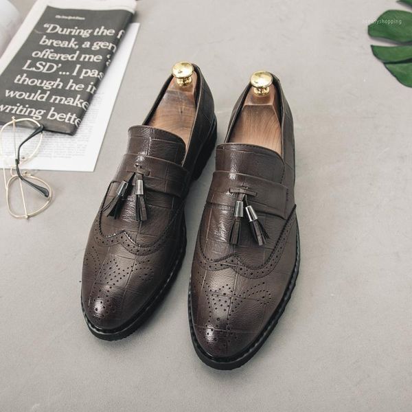 

cimim brand men italy comfortable formal luxury dress shoes new tassel business casual leather shoes men office fashion loafers1, Black