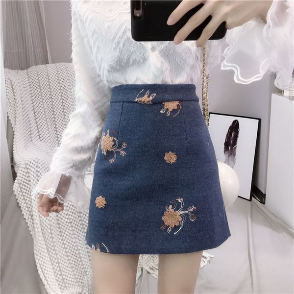 

2021 new women's wool autumn/winter high-waisted fashion thin-waisted hip bag a skirt y380 line 9udx, Black