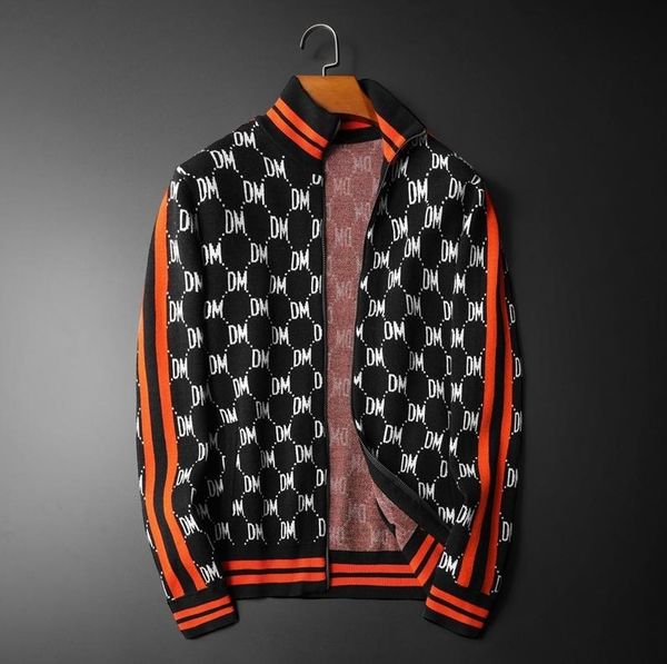 

men 2021 new luxury winter gentleman embroidered dm striped mesh sweaters asian cardigans plug # m94 cjae, White;black