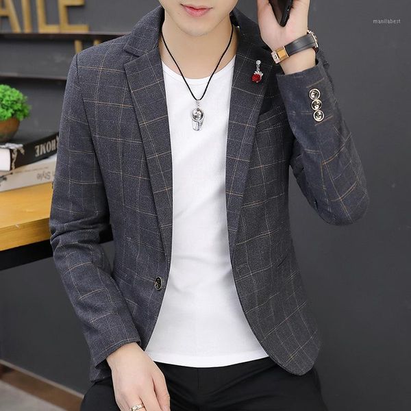 

spring and autumn casual suit men's slim fit plaid suit korean-style handsome youth trend single west coat1, White;black