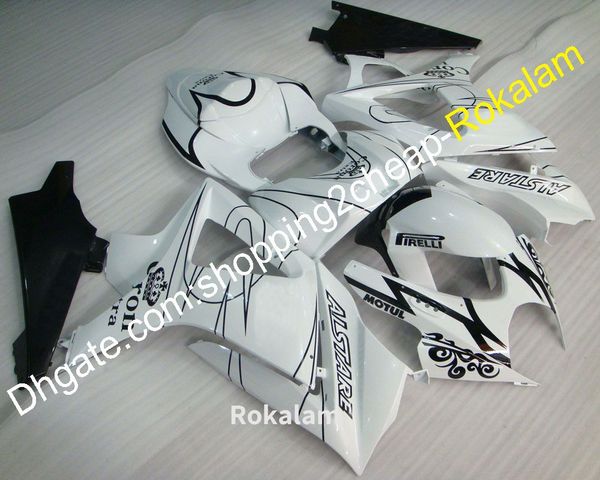 Kit de motocicleta para Suzuki GSX-R1000 K7 07 08 GSXR1000 GSXR 1000 GSXR-1000 2007 2008 White Black Motocicletas Fairing (moldagem por injeção)