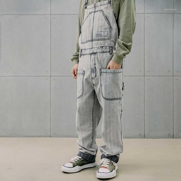 

trend overalls cargo jeans men casual denim pants hiphop harem jeans retro trousers suspenders clothing1, Blue