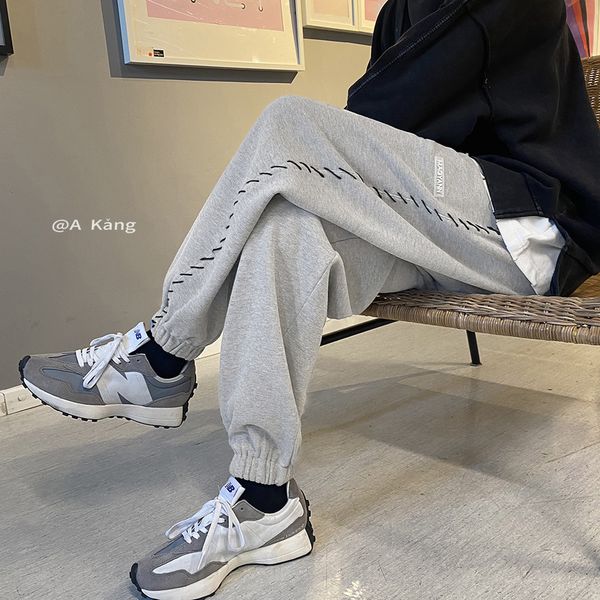 

зимние плюшевые брюки мужские спортивные повседневные брюки свободные и красивые универсальные брюки новые модные бренд леггинсы, Black