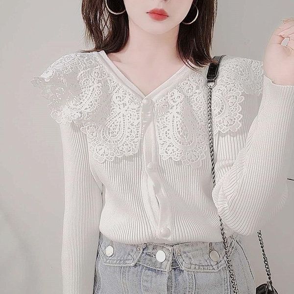 

women's knits & tees korean style knitted sweater cardigans women long sleeve single breaster female cardigan solid sweaters sueter muj, White