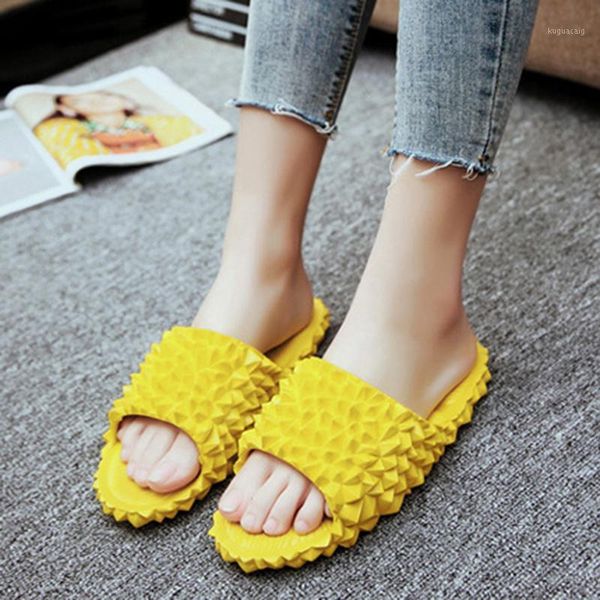 

slippers funny women shoes woman beach flip flops for women's fashion casual ladies fruit durian platform summer1, Black