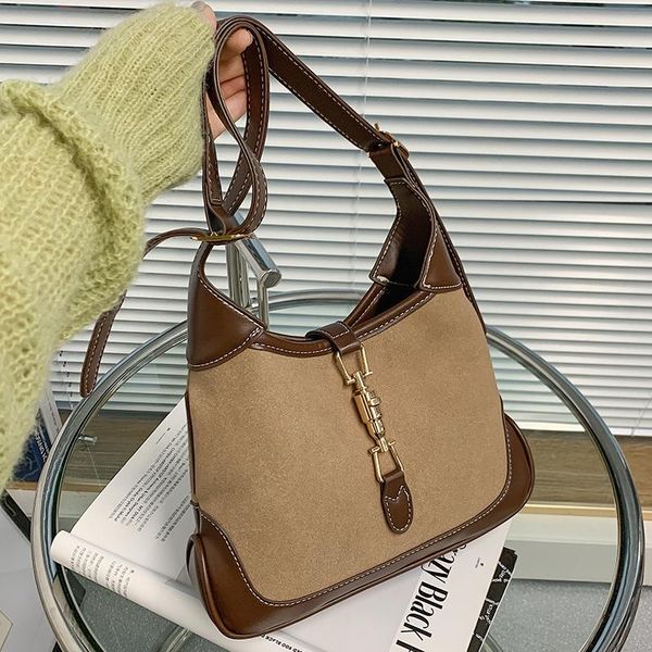 

shoulder bags women suede leather bag fashion hand crossbody hobo messenger bucket purse light soft bolsos marca mujer lujo