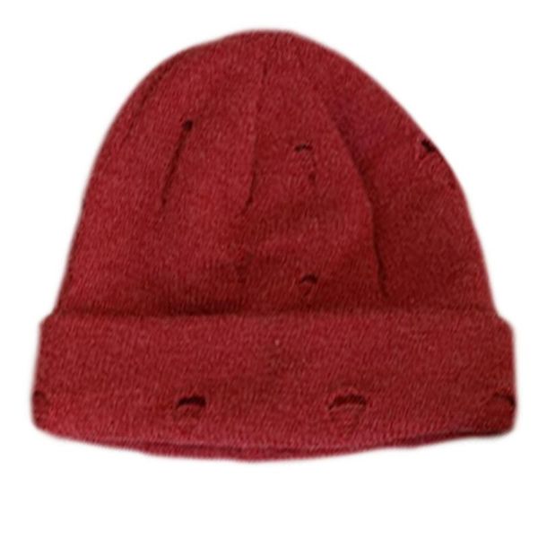 

women men winter knitted cuffed beanie hat solid color harajuku hip hop vintage ripped distressed short melon skull cap, Blue;gray