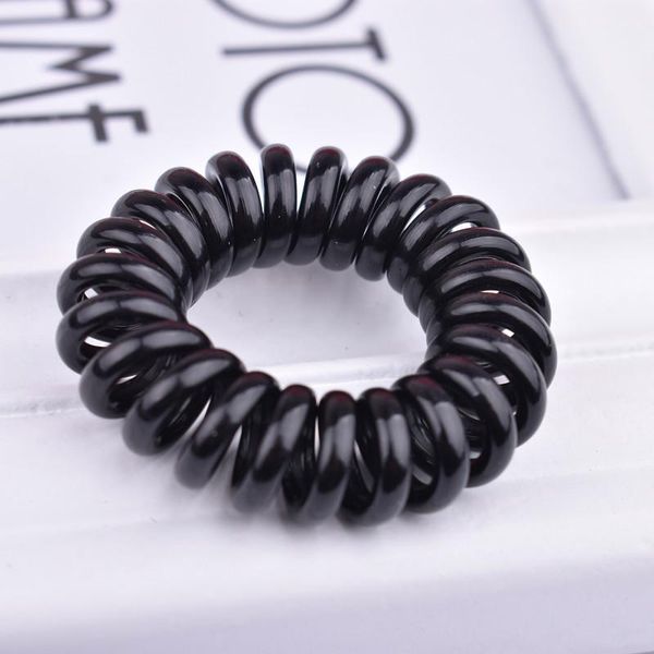 

size 3.5cm transparent & black telephone rope wire hair band accessories rubber girl gum q qylcur