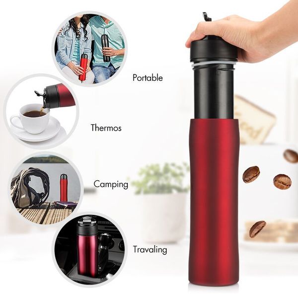 

350ml french stianless steel portable press maker tarvel with coffee plunger filter double wall vacuum mug pot q0109