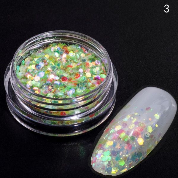 

nail glitter art 12 colors / set sequin mermaid transparent colorful shiny powder hexagonal mix, Silver;gold