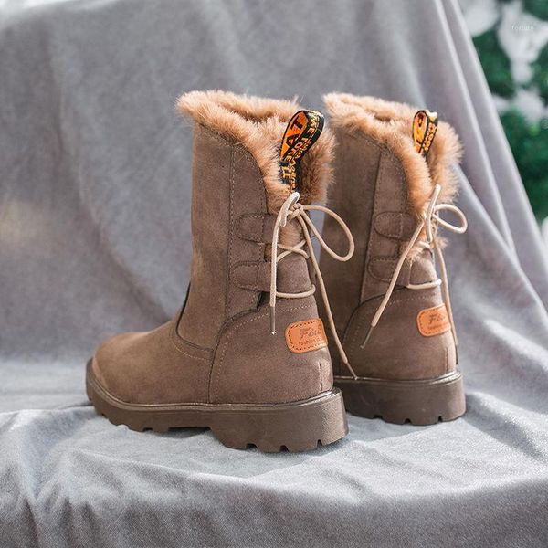 

2019 winter thick sole two waerings women's snow boots nubuck leather ankle boot thicken plush warm students cotton shoes1, Black
