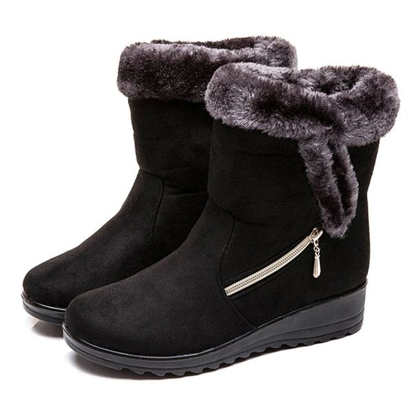 

2019 women snow boots women winter shoes ladies winter ankle boots solid flat warm snow zipper casual shoes #r904, Black