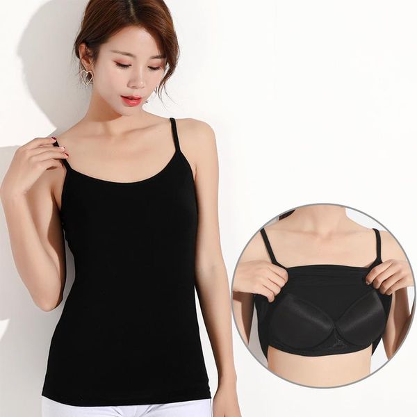 

camisoles & tanks modal cami chest padded tank women's one-piece lingerie sleeveless basic vest underwear push up, Black;white
