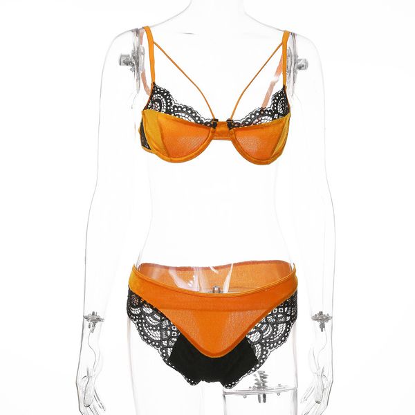 

2021 new women transparent sensual lingerie lace underwear bra and panty set wholesale c1211, Black;white