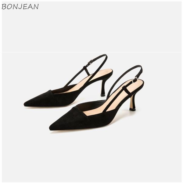 

sandals classic ladies summer strap buckle stilettos point toe 6.5cm heels elegant pink black female