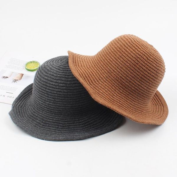 

elifashon wool fisherman hat for women fashion solid fishing caps changing shape hat rim randomly autumn spring fisherman cap1, Blue;gray