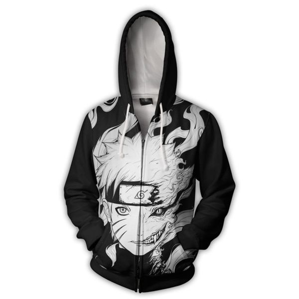 

new 3d digital print sweatshirt hoodie men's naruto kuruma, Gray
