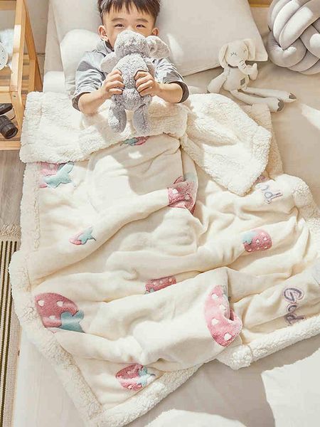 

blankets double thicken lamb cashmere blanket cartoon kid skin friendly children wrap sofa travel throw