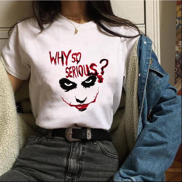 

2021 joker joaquin phoenix funny wonment shirt why so serious printing new white casual homme tshirt streetwear