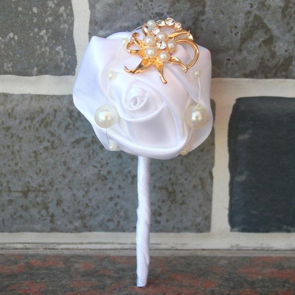 

decorative flowers & wreaths 1 piece wedding corsage groom boutonniere party prom man corsages handmade satin rose crystal men suit brooch