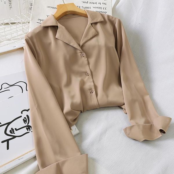 

2020 new autumn chiffon shirt solid long sleeve blouse korean loose, White