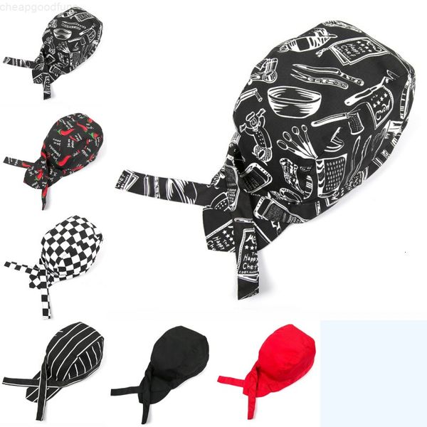 

new chef men and women work cap pirate hat baotou ribbon headdress l fast food restaurant kitchen