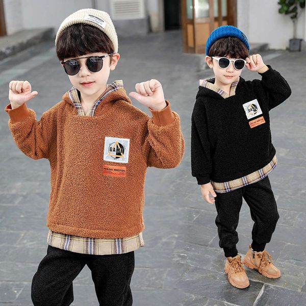 

plush 2020 new korean boys' sweater hooded y children's winter pullover fashion f94aaabz, Black