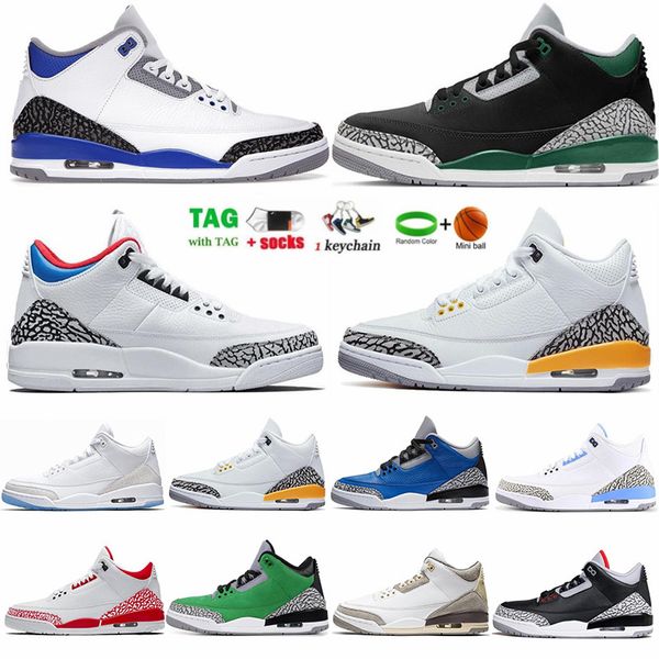 

basketball 3s shoes 3 mens sports sneakers with box size 47 us 13 medium grey pine green racer blue fire red mocha varsity royal chicago man, Black