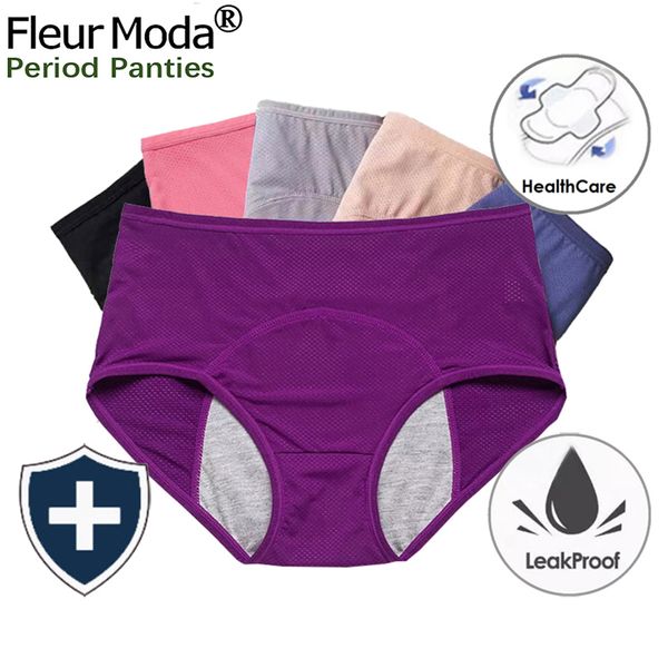 

5pcs/lot menstrual physiology panties women leak proof period briefs underwear female mesh ice silk breathable underants lj200822, Black;pink
