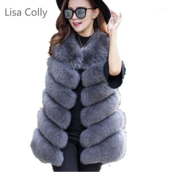 

lisa colly new arrival winter warm fashion women import coat jacket fur vest high-grade faux fur coat faux long vest s-4xl1, Black