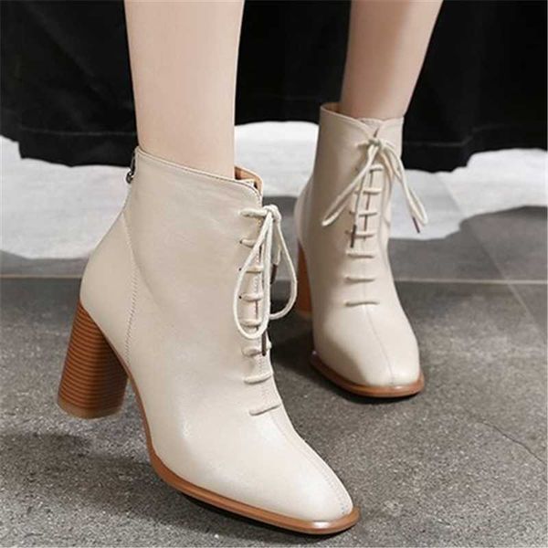 

2020 autumn winter women leather boots high heel pointed wear-resistant non-slip comfortable warm woman ankle boots, Black