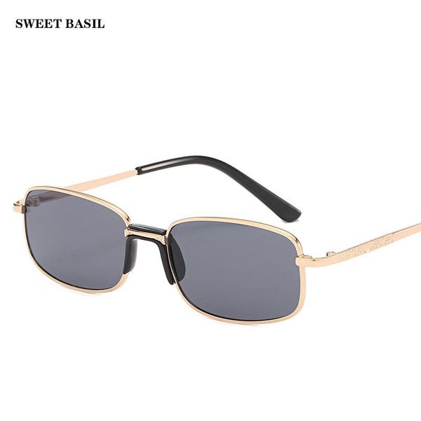 

sunglasses sweet basil small gold rectangle men women metal frame tinted color lens shades retro glasses alloy oculos vintage, White;black