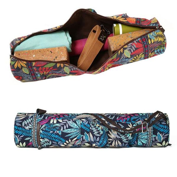 

fashion outdoor printed yoga mat bag with adjustable strap portable gym fitness yoga mat canvas carry pouch shoulder bag