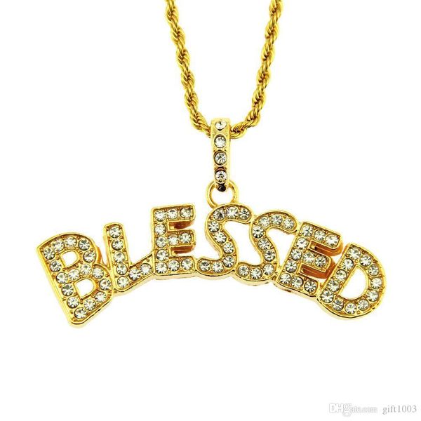 

2020 designer necklace european and american trendy personality trendy male exaggerated necklace diamond pendant personality alphabet hip-ho, Black