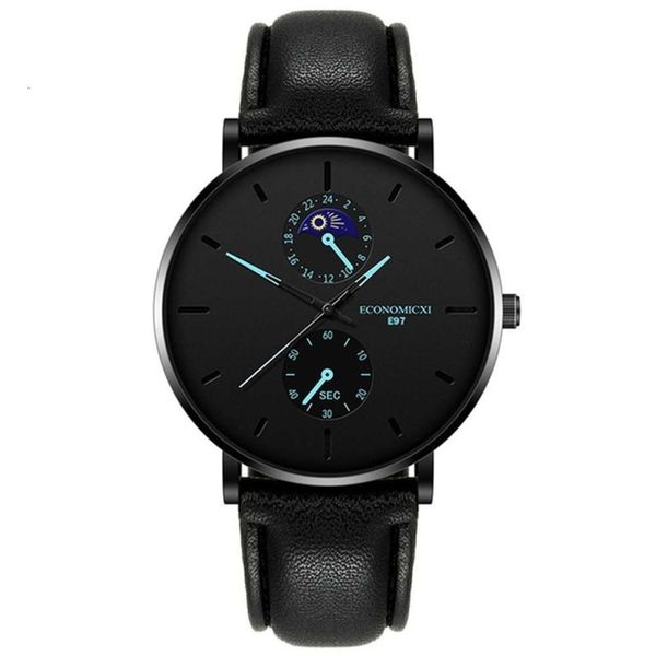 

quartz [classic] new minimalist fashion men's watch leather men's leisure business watch, Slivery;brown