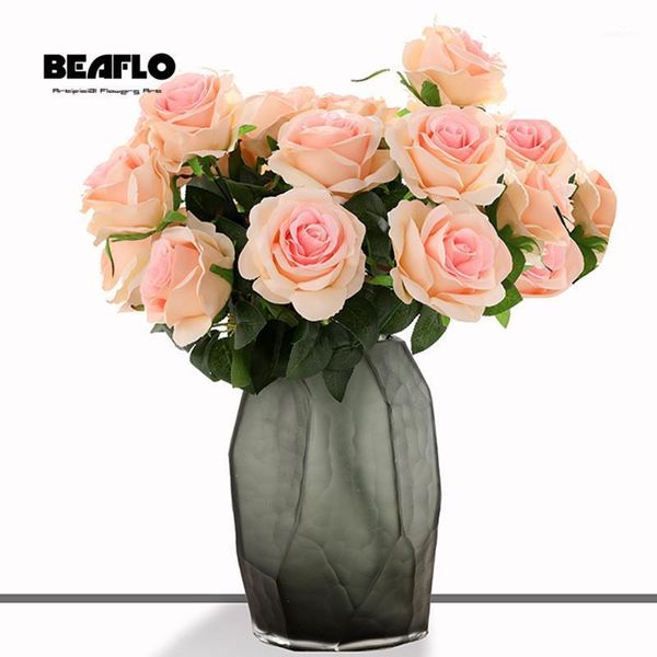 

decorative flowers & wreaths 1 bouquet artificial flower rose 9 heads diy fake silk floral for home wedding garden decoration1